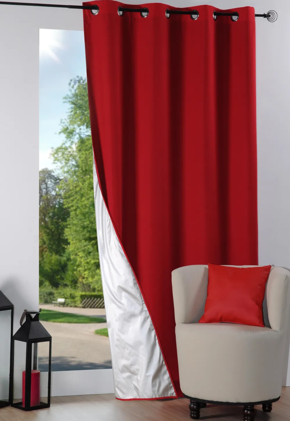 maxibazar Nelson Isolant Rideau 135X240 Rouge- Rideaux Occultants Et Coussins