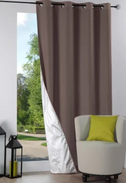maxibazar Nelson Isolant Rideau 135X240 Taupe- Rideaux Occultants Et Coussins