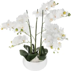 Atmosphera Orchidee Pot Ceramique Blanc H.65Cm- Fleurs Et Plantes En Pot