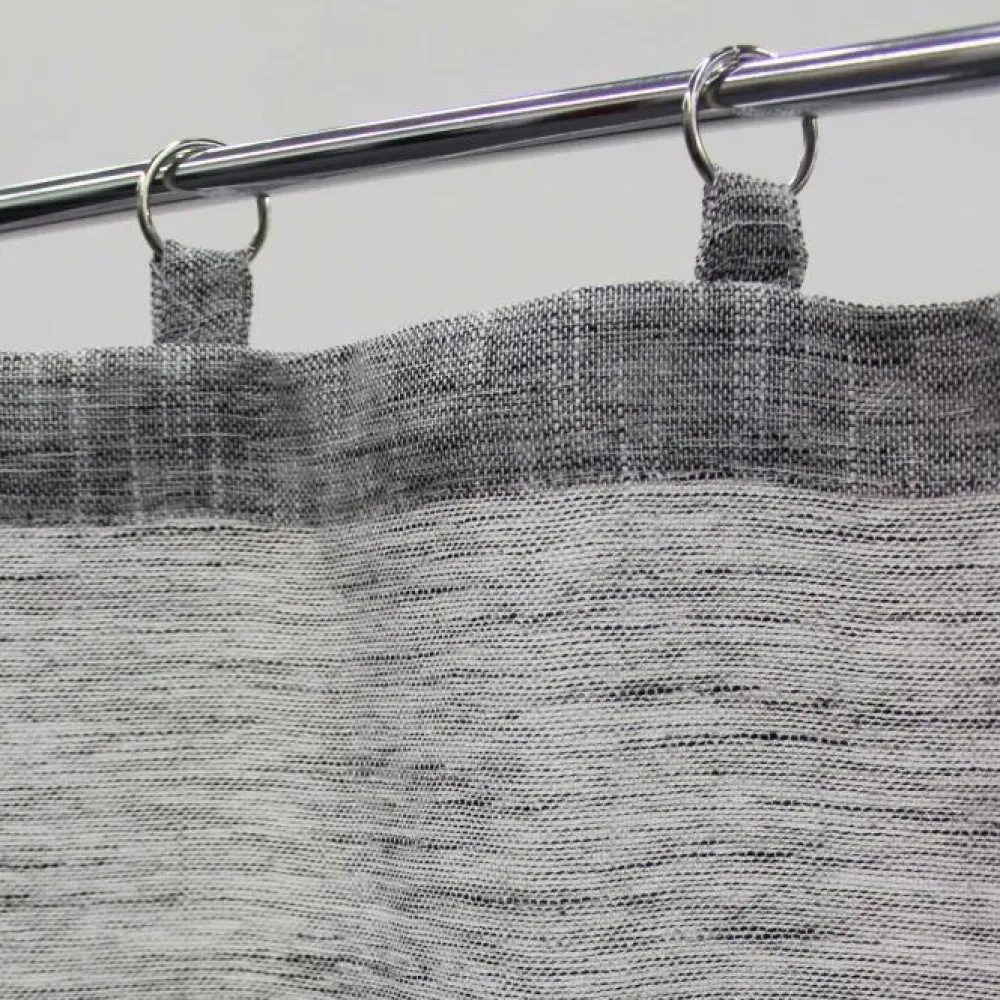 maxibazar Paire Droite Anneaux 2X60X90Cm Milza Anthracite- Petits Vitrages