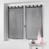 maxibazar Paire Droite Passants 2X60X120Cm Filiane Anthracite- Petits Vitrages