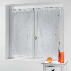 maxibazar Paire Droite Passants 2X45X120Cm Filiane Blanc- Petits Vitrages