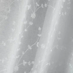 maxibazar Paire Droite Passants 2X60X120Cm Petite Fleur Blanc Blanc- Petits Vitrages