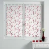 maxibazar Paire Droite Passants 2X60X120Cm Petite Fleur Blanc Rouge- Petits Vitrages