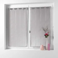 maxibazar Paire Droite Passants 2X60X120Cm Linahe Taupe- Petits Vitrages