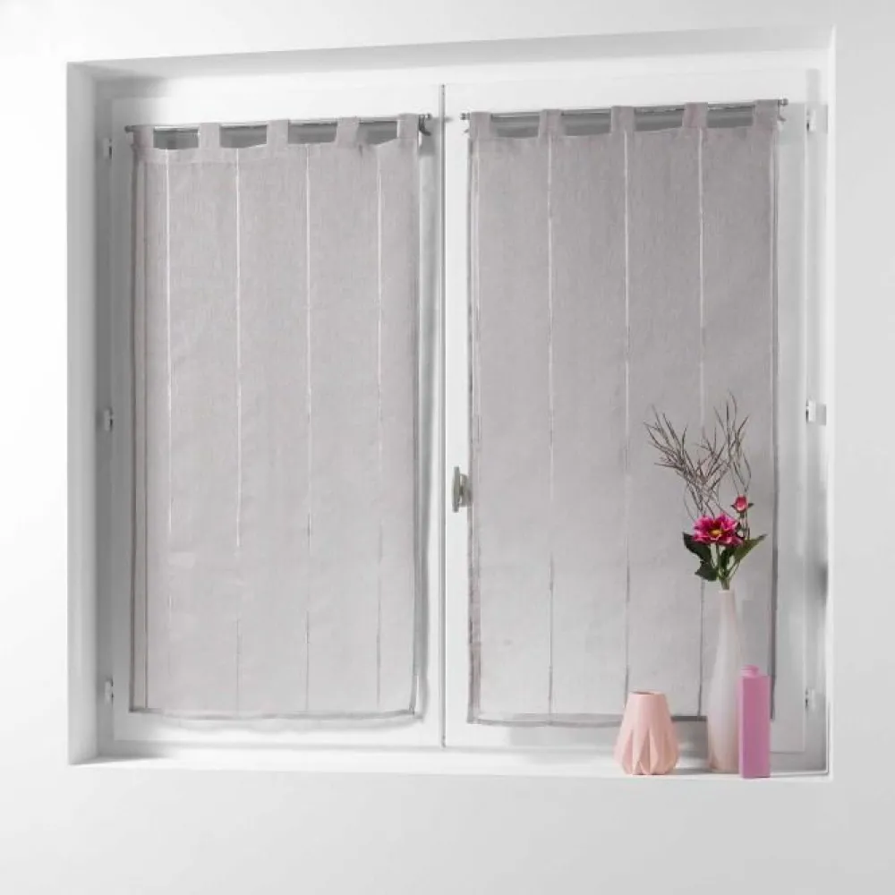 maxibazar Paire Droite Passants 2X60X120Cm Linahe Taupe- Petits Vitrages