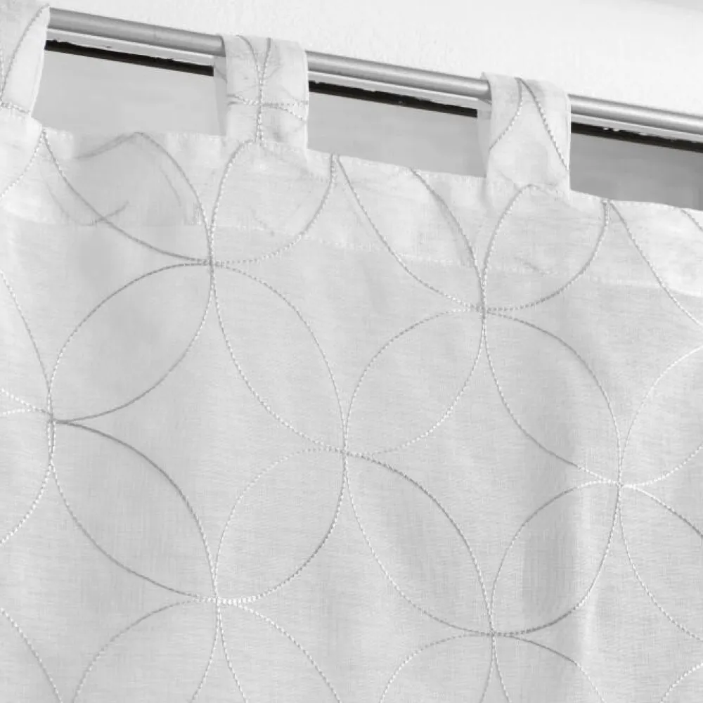 maxibazar Paire Droite Passants 2X60X160Cm Brode Olympia Gris- Petits Vitrages