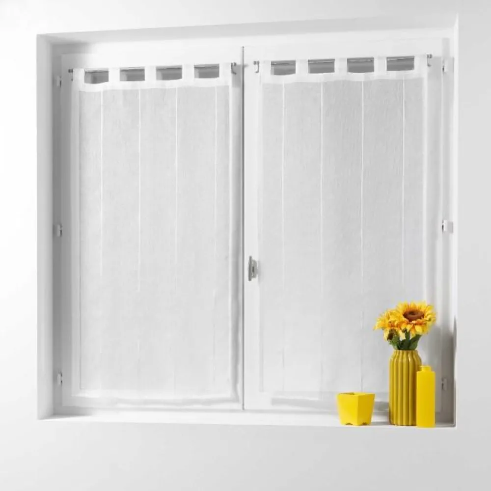 maxibazar Paire Droite Passants 2X45X90Cm Linahe Blanc- Petits Vitrages