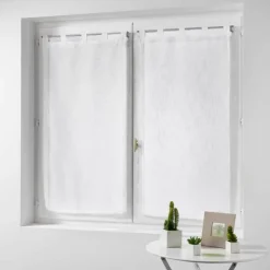 maxibazar Paire Droite Passants 2X60X120Cm Haltona Blanc- Petits Vitrages