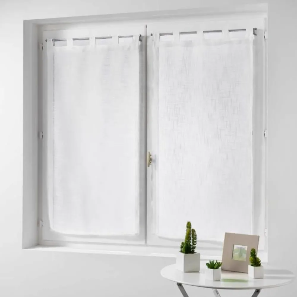 maxibazar Paire Droite Passants 2X60X120Cm Haltona Blanc- Petits Vitrages