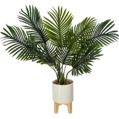 Atmosphera Palmier Ceramique Pied Bois H.72Cm- Arbres