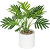 Atmosphera Palmier Pot Ciment Blanc Ethnique H.29Cm- Fleurs Et Plantes En Pot