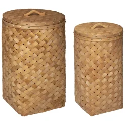 maxibazar Panier Bois Clair Linge D.31X54.5Cm- Paniers Et Cagettes