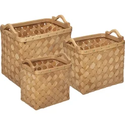 maxibazar Panier Bois Clair Rectangle D.26X19X23.5Cm- Paniers Et Cagettes