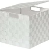 Rangements Deco|* Panier Carre Polyester Avec Couvercle Blanc Taille L