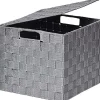 Rangements Deco|* Panier Carre Polyester Avec Couvercle Gris Taille L