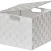 Rangements Deco|* Panier Carre Polyester Avec Couvercle Blanc Taille M