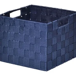 Rangements Deco|* Panier Carre Polyester Bleu Marine Taille S