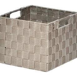 Rangements Deco|* Panier Carre Polyester Taupe Taille S