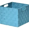 Rangements Deco|* Panier Carre Polyester Turquoise Taille S
