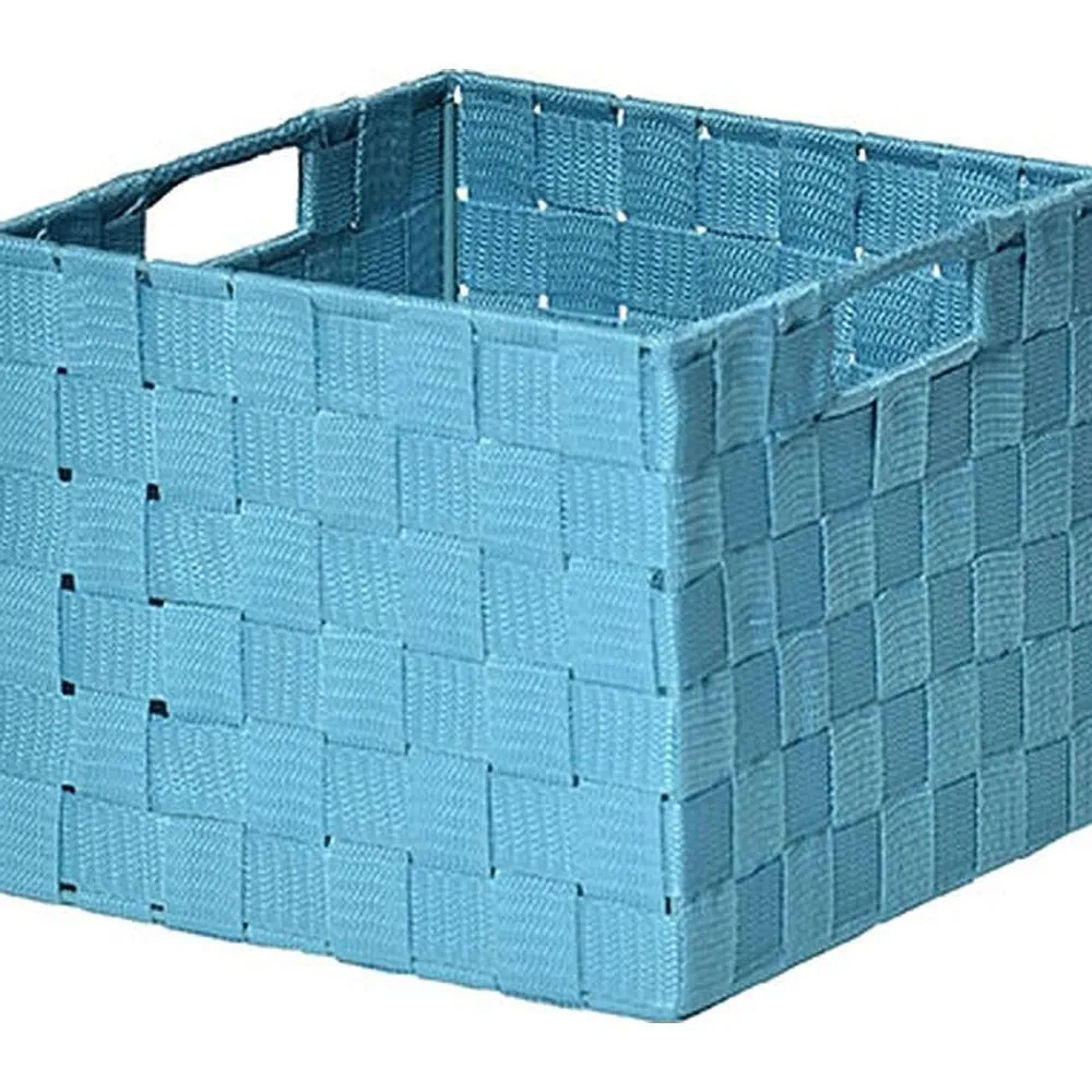 Rangements Deco|* Panier Carre Polyester Turquoise Taille S