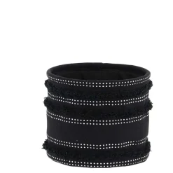 Rangement Salle De Bain|* Panier Coton Imprime Deco Franges Noir 17X14Cm