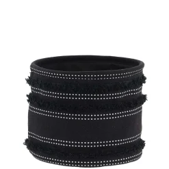Rangement Salle De Bain|* Panier Coton Imprime Deco Franges Noir 19X16Cm