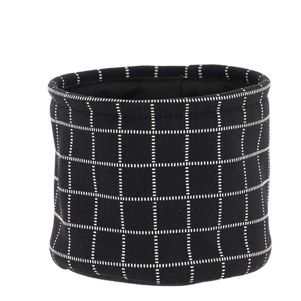 Rangement Salle De Bain|* Panier Coton Imprime Motif Carre Noir 17X14Cm