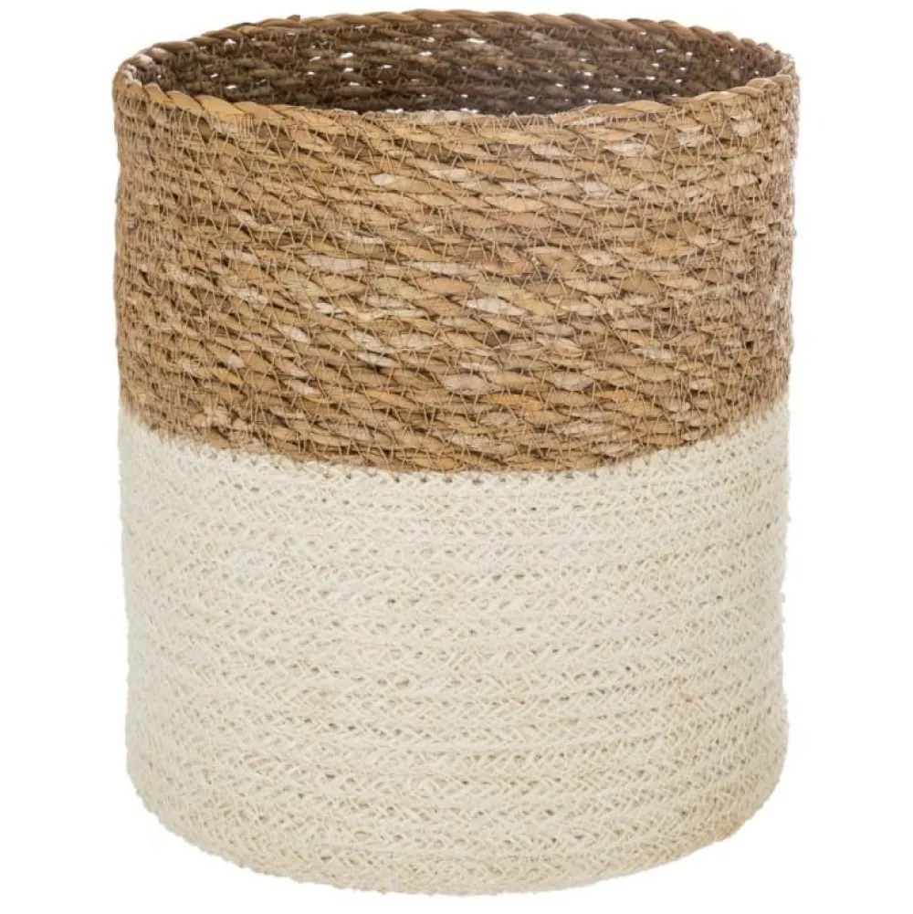 maxibazar Panier Jute Seagrass Blanc D.27X27Cm- Paniers Et Cagettes