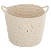 maxibazar Panier Lurex Blanc D.19.5X13Cm- Petits Rangements