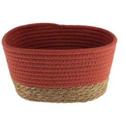 Rangement Salle De Bain|* Panier Rectangle Coton Terracotta Naturel 19X11X10Cm