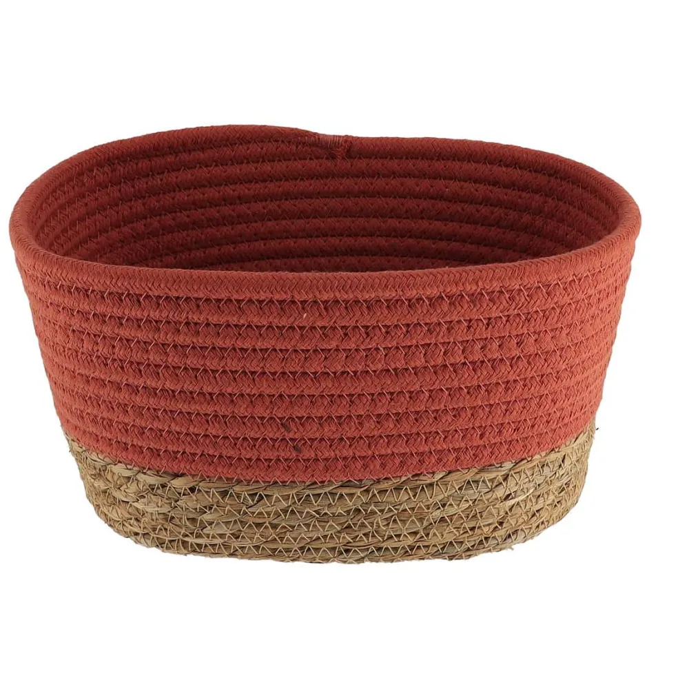Rangement Salle De Bain|* Panier Rectangle Coton Terracotta Naturel 19X11X10Cm