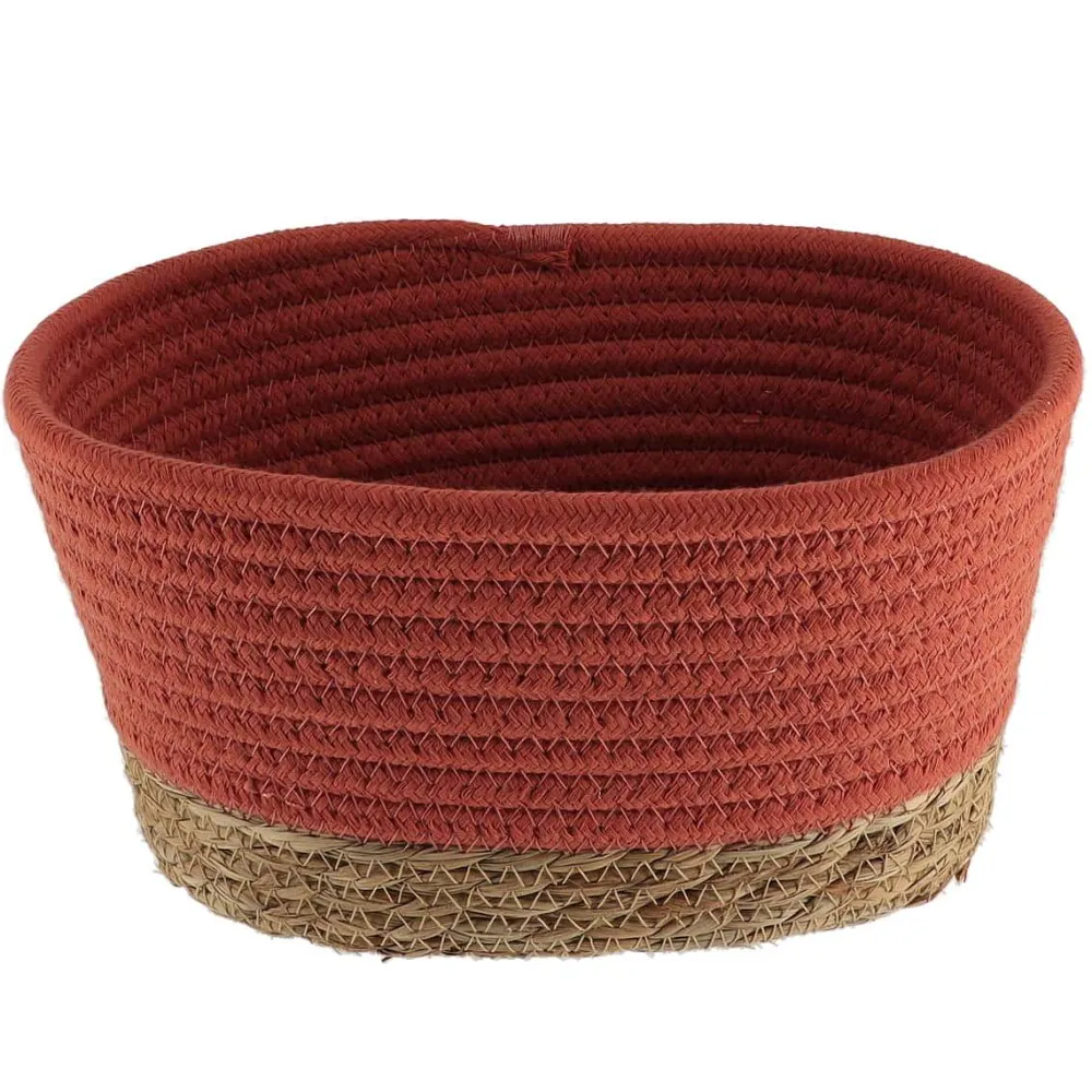 Rangement Salle De Bain|* Panier Rectangle Coton Terracotta Naturel 21X13X12Cm