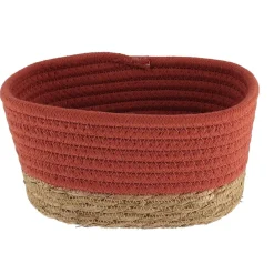 Rangement Salle De Bain|* Panier Rectangle Coton Terracotta Naturel 23X15X13.5Cm