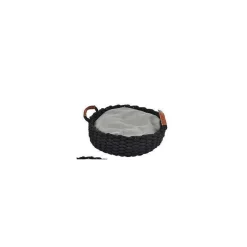 Couchage Et Transport|* Panier Rond Corde Anses D.40Xh10Cm Noir Coussin Amovible