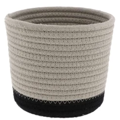 Rangement Salle De Bain|* Panier Rond Coton Ficelle Noir D.17X14Cm
