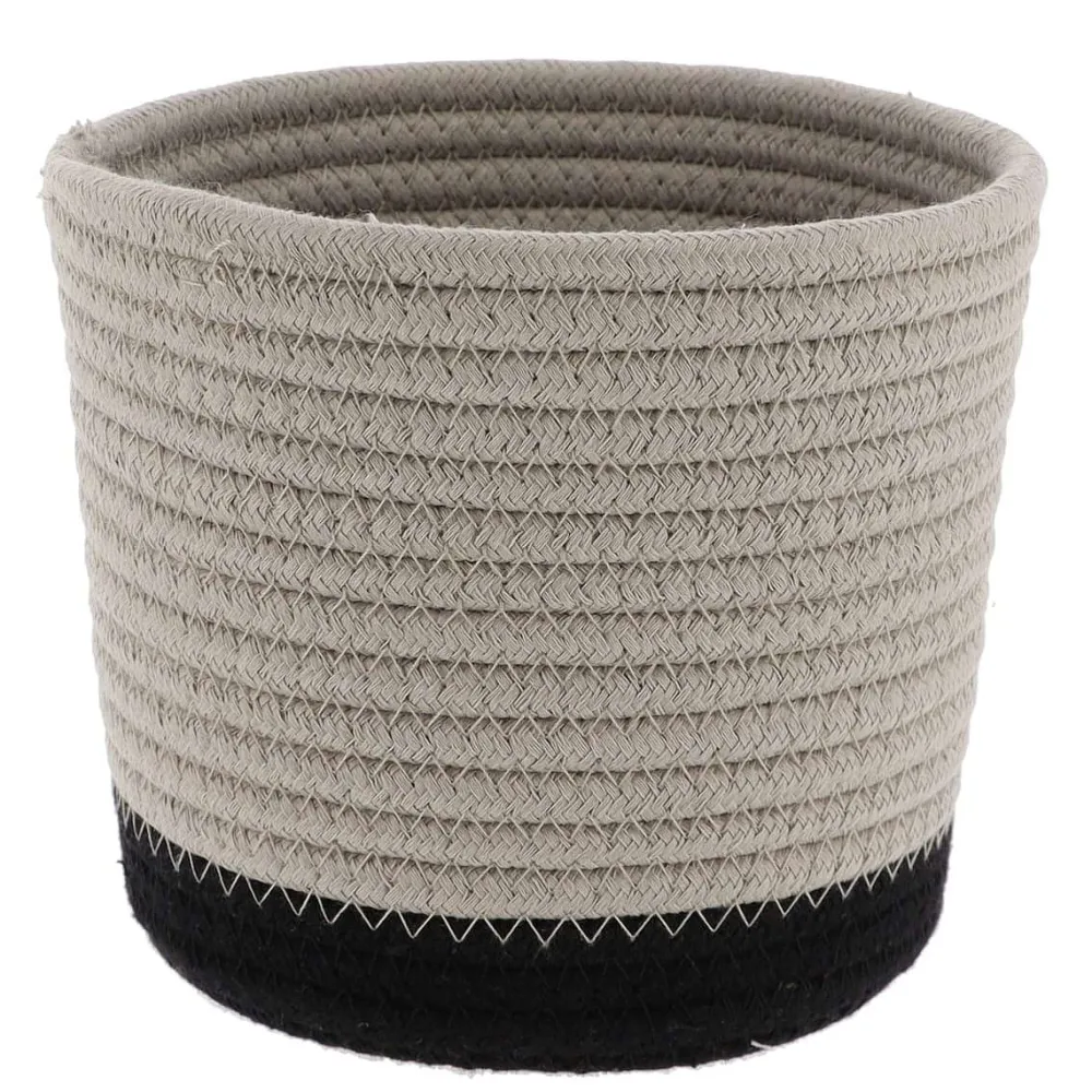 Rangement Salle De Bain|* Panier Rond Coton Ficelle Noir D.17X14Cm