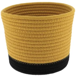 Rangement Salle De Bain|* Panier Rond Coton Ocre Noir D.19X16Cm