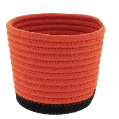 Rangement Salle De Bain|* Panier Rond Coton Terre De Sienne Noir D.15X12Cm