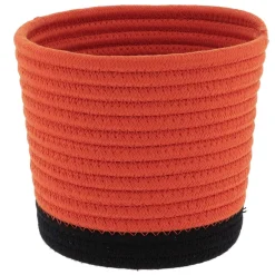 Rangement Salle De Bain|* Panier Rond Coton Terre De Sienne Noir D.17X14Cm