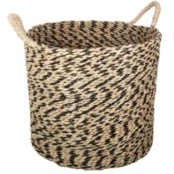 maxibazar Panier Seagrass Ethnique Rond D.42X34Cm- Paniers Et Cagettes