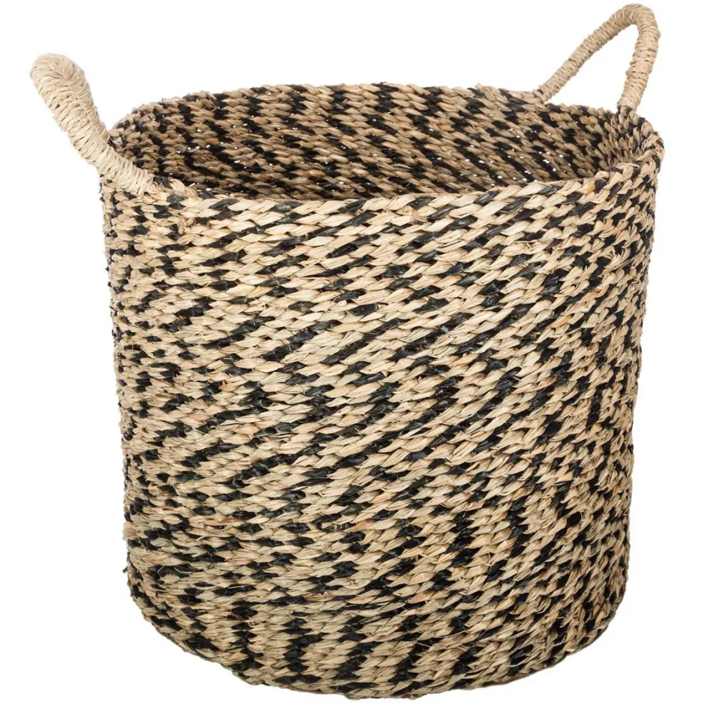 maxibazar Panier Seagrass Ethnique Rond D.42X34Cm- Paniers Et Cagettes