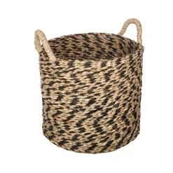 maxibazar Panier Seagrass Ethnique Rond D.30X26Cm- Paniers Et Cagettes