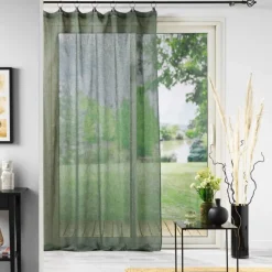 maxibazar Panneau A Anneaux 140X240Cm Tisse Linka Kaki- Voilages