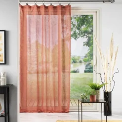 maxibazar Panneau A Anneaux 140X240Cm Tisse Linka Terracotta- Voilages