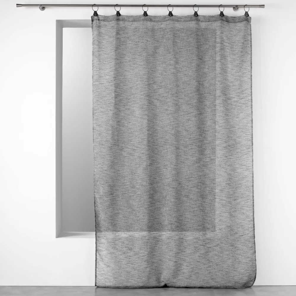 maxibazar Panneau A Anneaux 140X280Cm Voile Tisse Linka Anthracite- Voilages