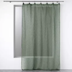 maxibazar Panneau A Anneaux 140X280Cm Voile Tisse Linka Kaki- Voilages