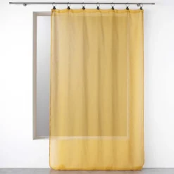 maxibazar Panneau A Anneaux 140X280Cm Voile Tisse Linka Jaune- Voilages