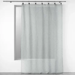 maxibazar Panneau A Anneaux 140X280Cm Voile Tisse Linka Gris- Voilages