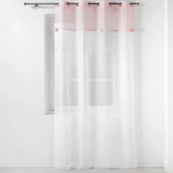 maxibazar Panneau A Oeillets 140 X 240 Cm Sable Pompons Elfika- Voilage Et Rideau Enfant